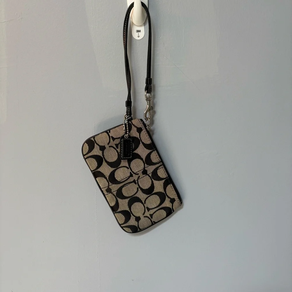 Coach Black and grey Signature Wristlet